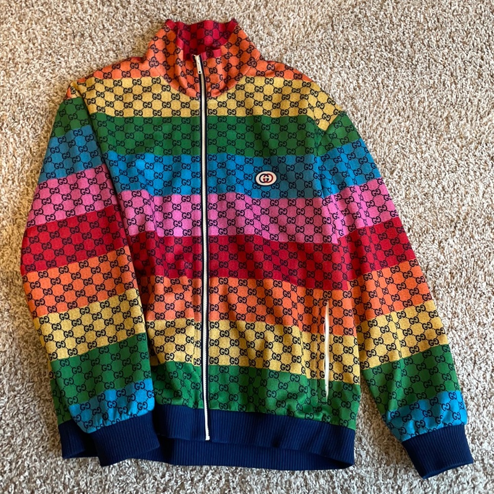 Gucci Multicolor Rainbow GG Zip-Up Jacket